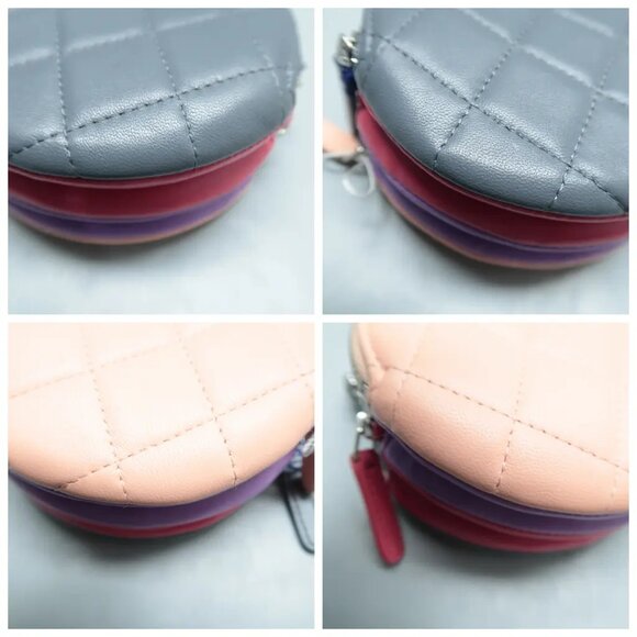 100% Authentic CHANEL Gray&Pink Leather Shoulder Bag 1596-101424 - Picture 6 of 12